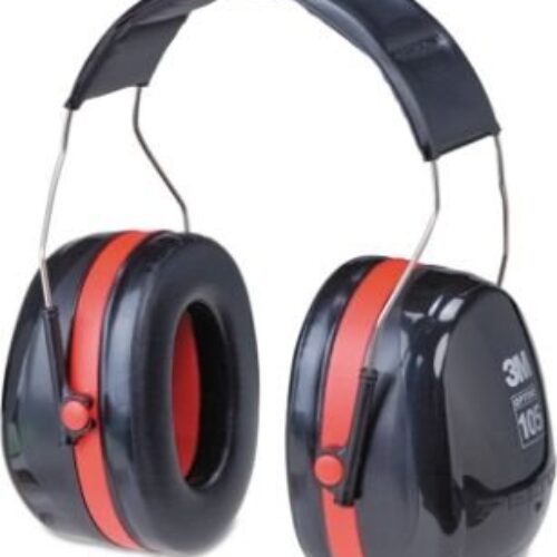 3M H10A Peltor Optime 105 Over the Head Black And Red Earmuff, Ear Protectors