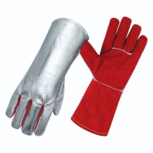 JNM3019 Aluminum Foil 800 Degrees Heat Resistant Industrial Leather Welding Gloves