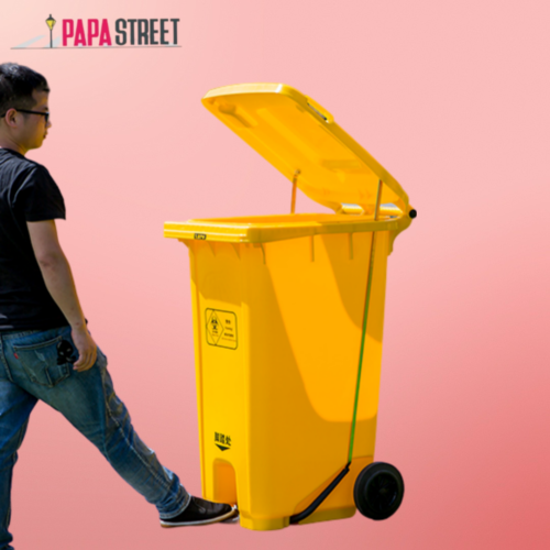 XDL 240U YELLOW Plastic Pedal Dustbin with Wheel