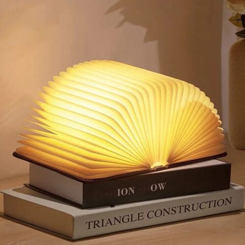 3D Folding Wooden Book Lamp – USB Recharge Book Light Decor for Bedroom